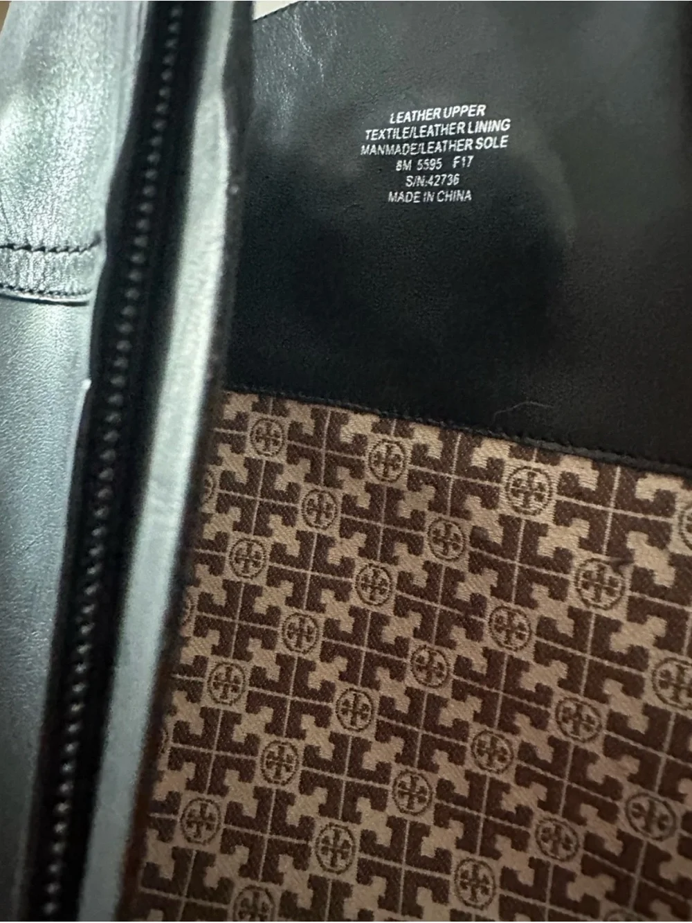 Tory Burch Black Leather Riding Boots with Signature Logo